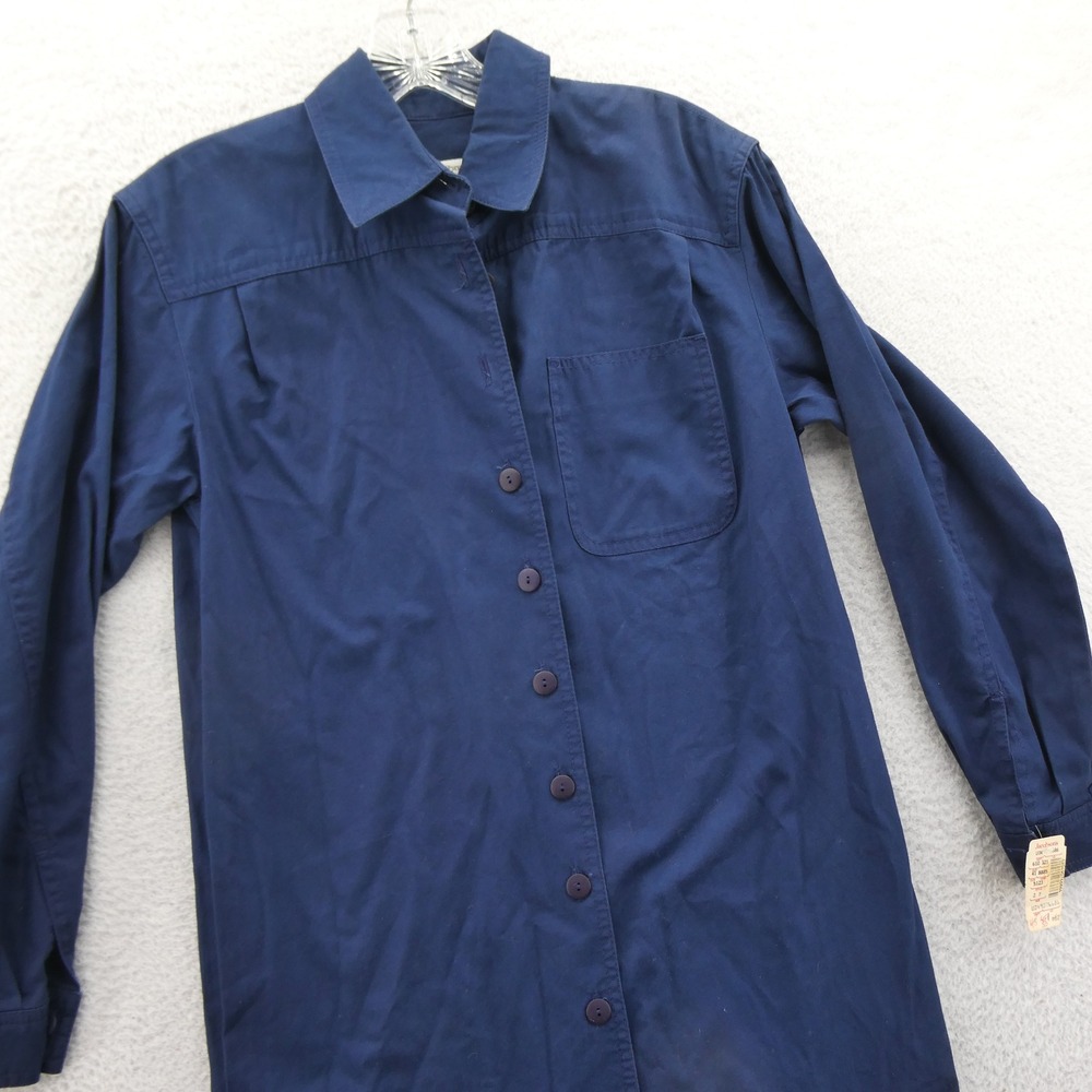Liz Claiborne Dress Womens Size 2 Petite Vintage 1991 Navy Blue Cotton Button Up - Picture 3 of 11